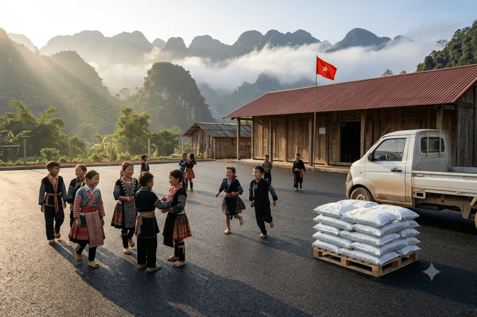 Sân trường vùng cao, bê tông nhựa nguội Carboncor Asphalt bao 25kg, chống lầy lội sân trường