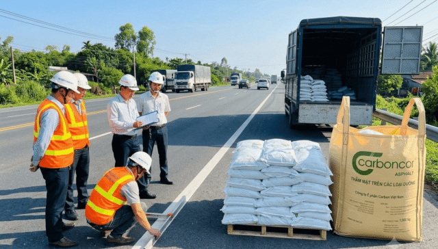 Khu Quản lý Đường bộ 4 đánh giá Carboncor Asphalt, bê tông nhựa nguội, bao 25kg, bao Jumbo 1 tấn