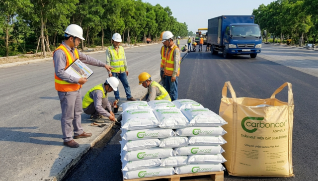 Lỗi thường gặp khi thi công bê tông nhựa nguội, Carboncor Asphalt, bao 25kg, bao Jumbo 1 tấn