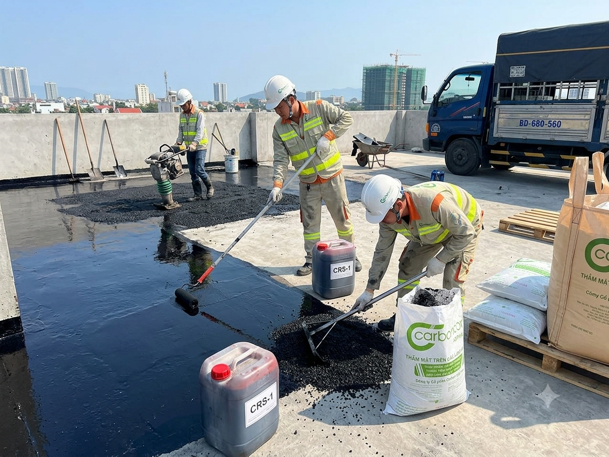 Quét nhũ tương CRS 1 chống thấm sàn mái, bao Carboncor Asphalt 25kg, chống nứt dột trần nhà. Quét nhũ tương CRS 1 chống thấm sàn mái, bao Carboncor Asphalt 25kg, chống nứt dột trần nhà.