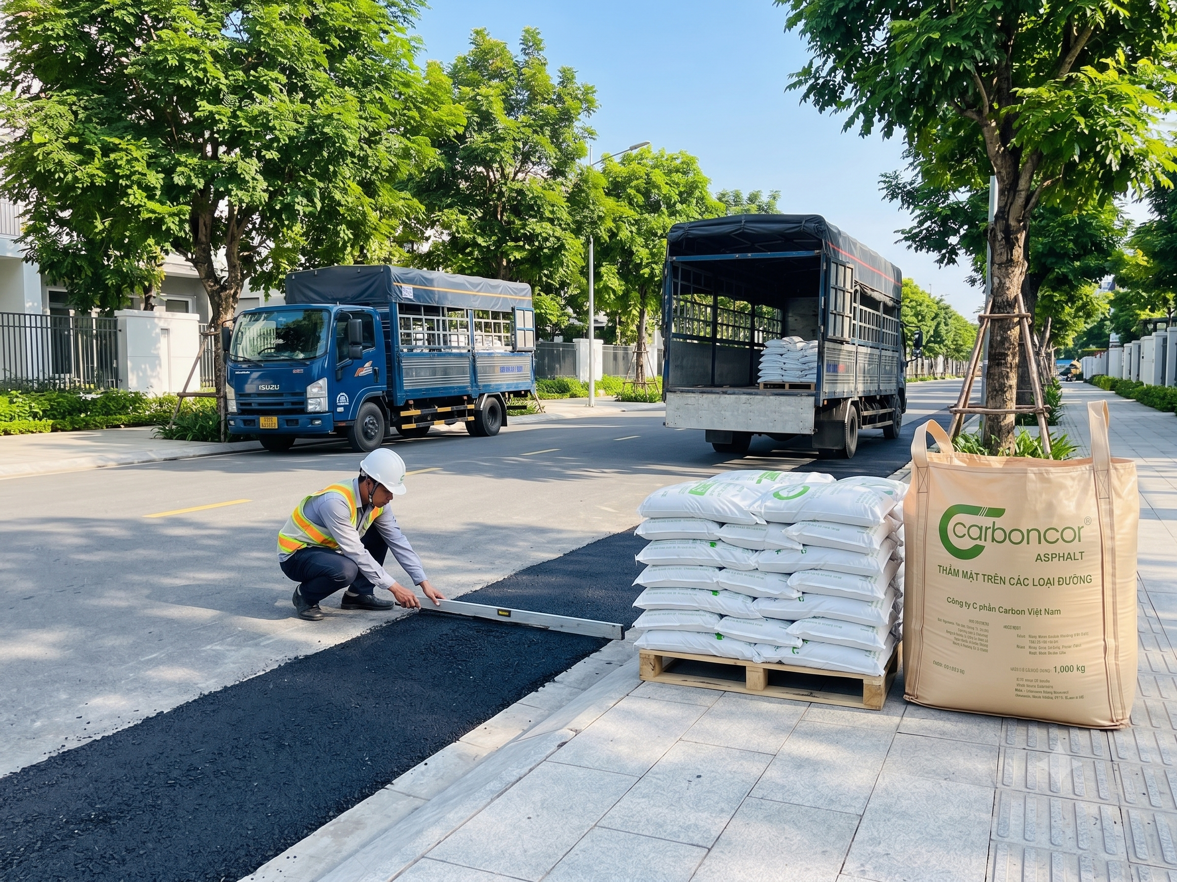 Quy trình hoàn trả rãnh đào hạ tầng đô thị, Carboncor Asphalt, bao 25kg, bao Jumbo 1 tấn Quy trình hoàn trả rãnh đào hạ tầng đô thị, Carboncor Asphalt, bao 25kg, bao Jumbo 1 tấn