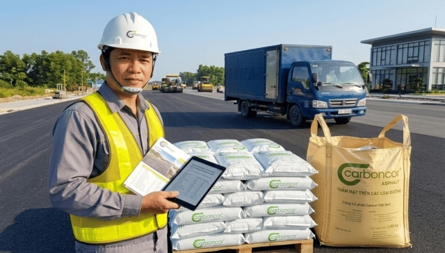 Tài liệu kỹ thuật Carboncor Asphalt PDF, tiêu chuẩn thiết kế thi công, bao 25kg, bao Jumbo 1 tấn