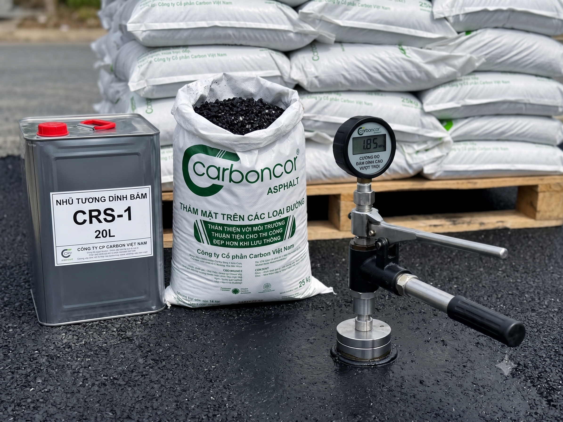 Thí nghiệm kéo nhổ dính bám, cường độ dính bám Carboncor Asphalt, nhũ tương nhựa đường CRS 1